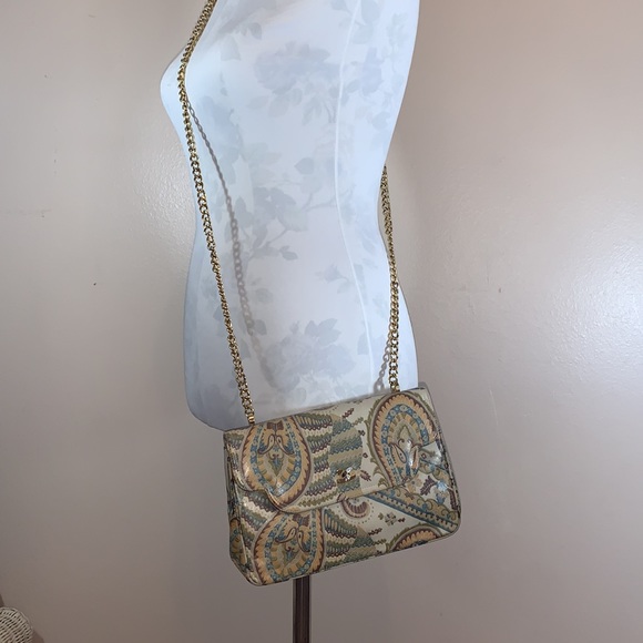 Morris Moskowitz Vintage Leather Paisley Print Shoulder Bag - Picture 2 of 16